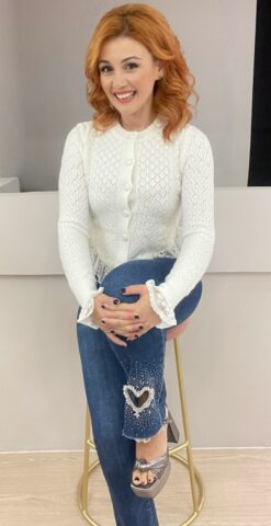 Γυναικείο Τζιν Ψηλόμεσο Με Καρδούλα Στρας