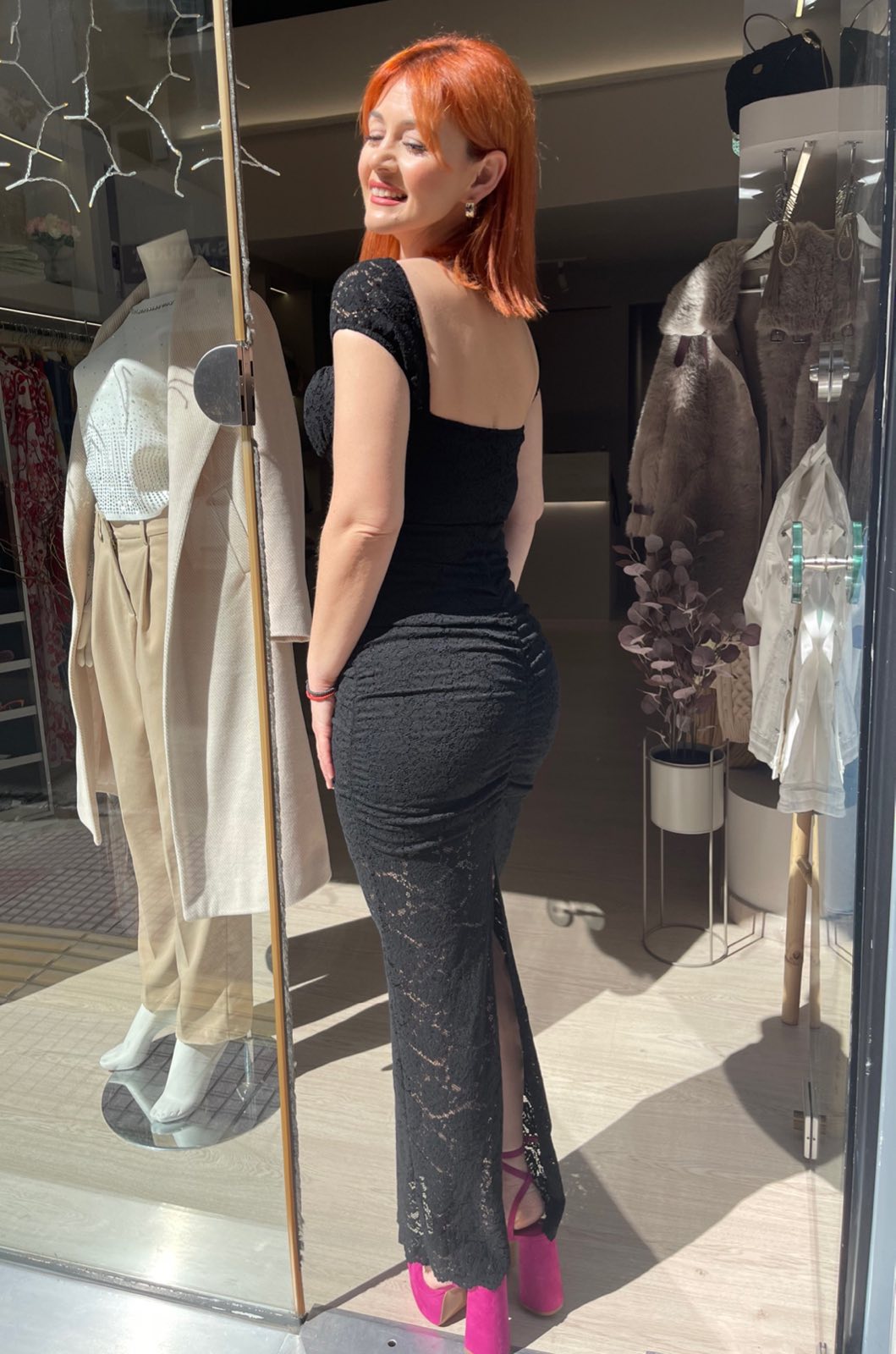 Γυναικείο Φόρεμα Δαντέλα Midi