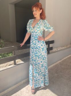 Γυναικείο Maxi Εμπριμέ Φόρεμα με Έξω Πλάτη