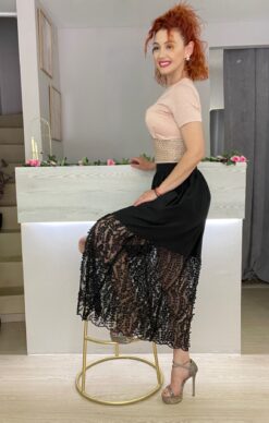 Γυναικεία Φούστα Midi με Δαντέλα