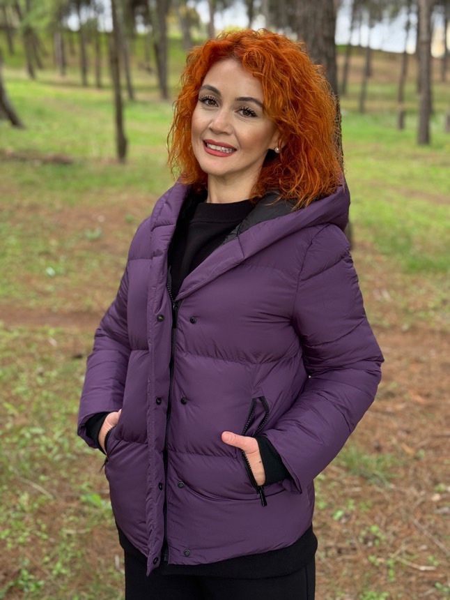 Γυναικείο Μπουφάν Κοντό με Κουκούλα