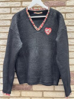 Γυναικείο Πουλόβερ με Floral V Λαιμόκοψη