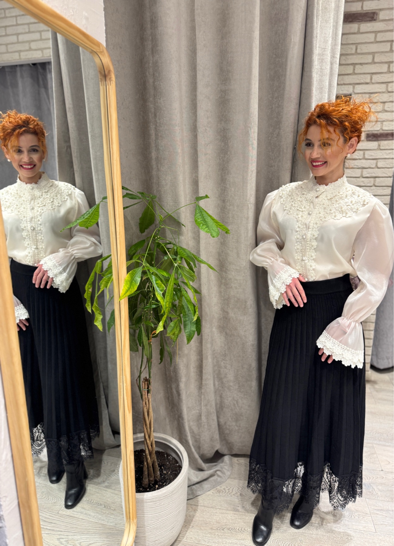 Γυναικεία Midi Φούστα με Δαντέλα