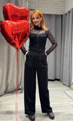 Γυναικείο Μαύρο Παντελόνι με Πιέτα